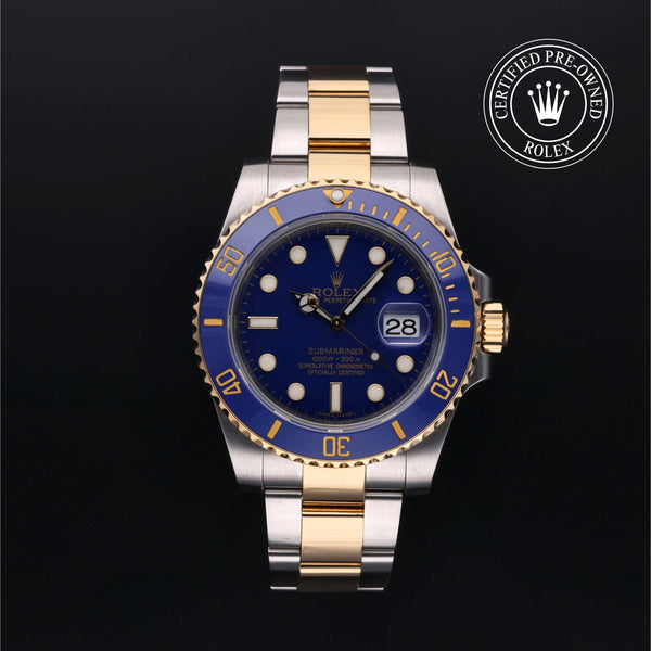 Rolex CPO Submariner M116613LB front on white background