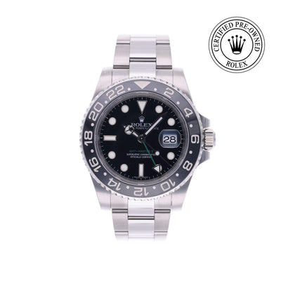 Rolex CPO GMT M116710LN front on white background