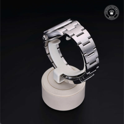 Rolex CPO Oyster Perpetual M126000 front on white background