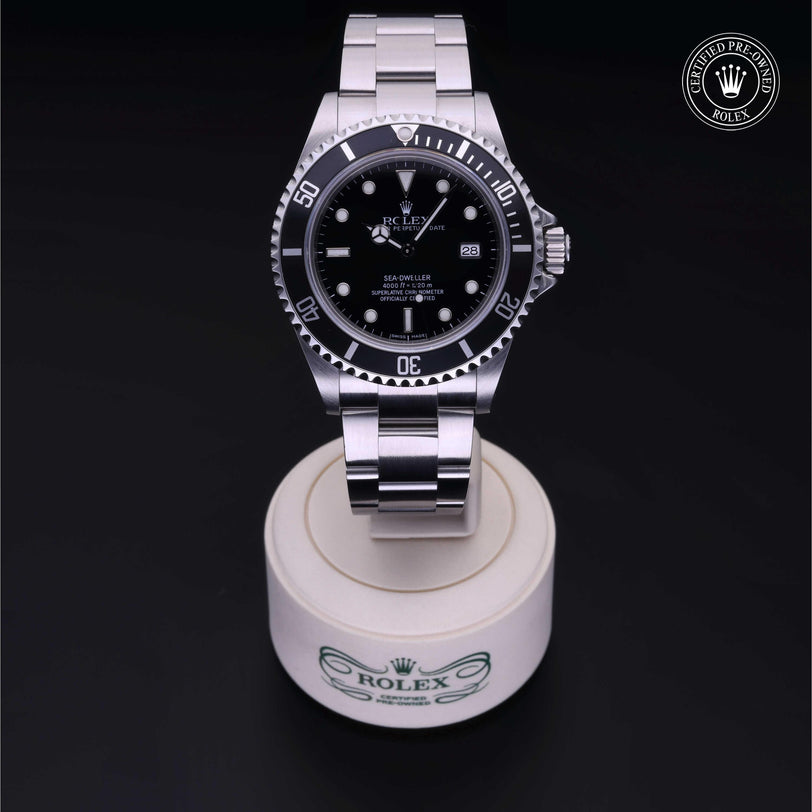Rolex Certified Pre-owned Sea-Dweller M16600-0003 front on black background