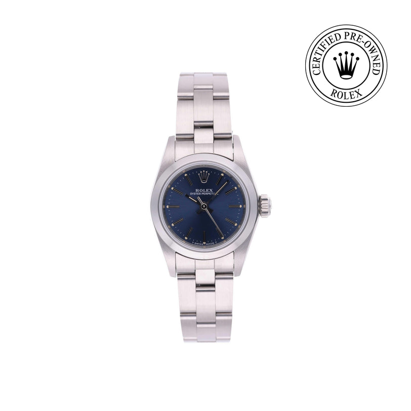 Rolex Certified Pre-owned Oyster Perpetual M67180-0008 front on white background