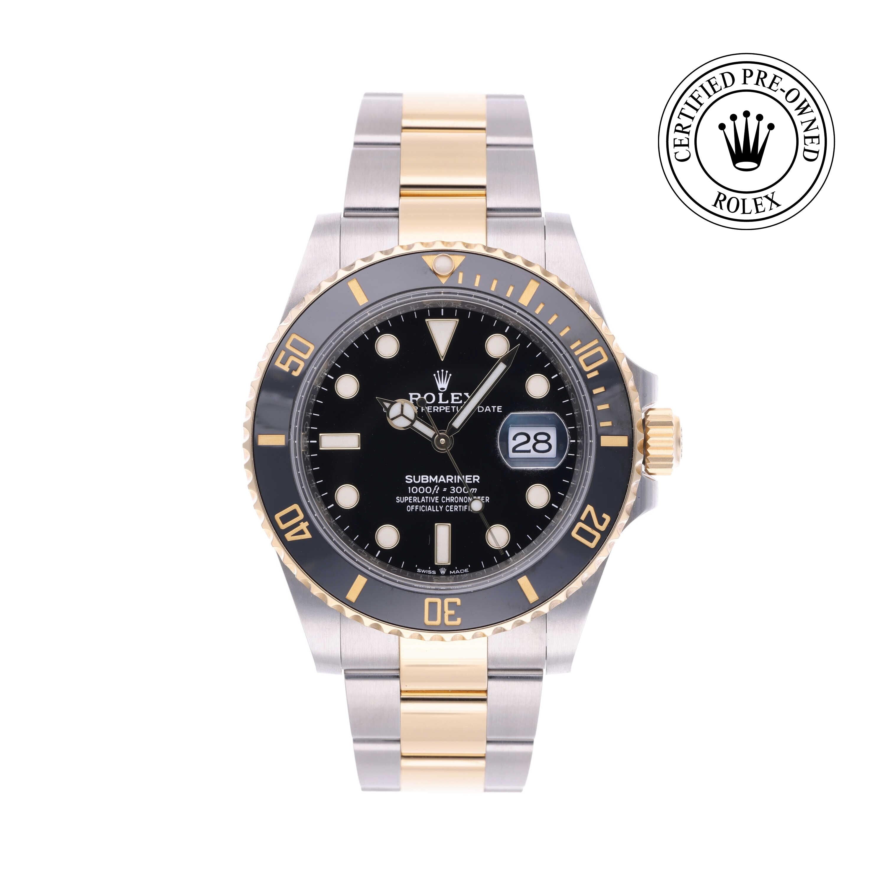 Rolex Certified Pre-owned Submariner M126613LN-0002 front on white background