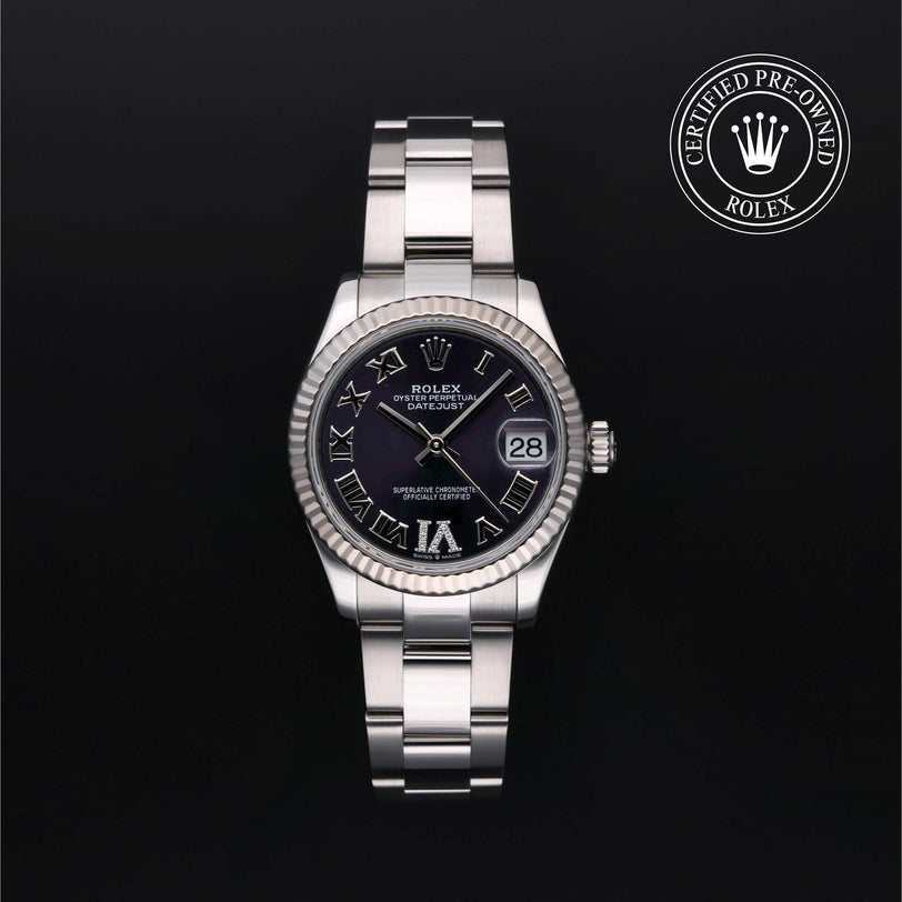 Rolex Certified Pre-owned Lady Datejust M278274-0025 front on black background