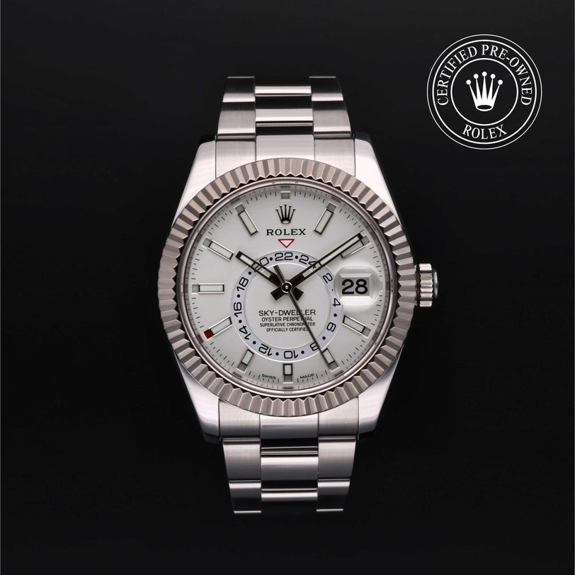 Rolex Certified Pre-owned Sky-Dweller M326934-0001 front on black background