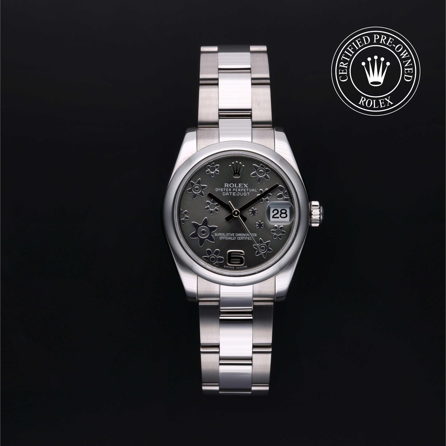 Rolex Certified Pre-owned Lady Datejust M178240-0040 front on black background