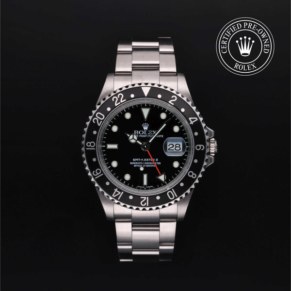 Rolex CPO GMT M16710LN front on white background