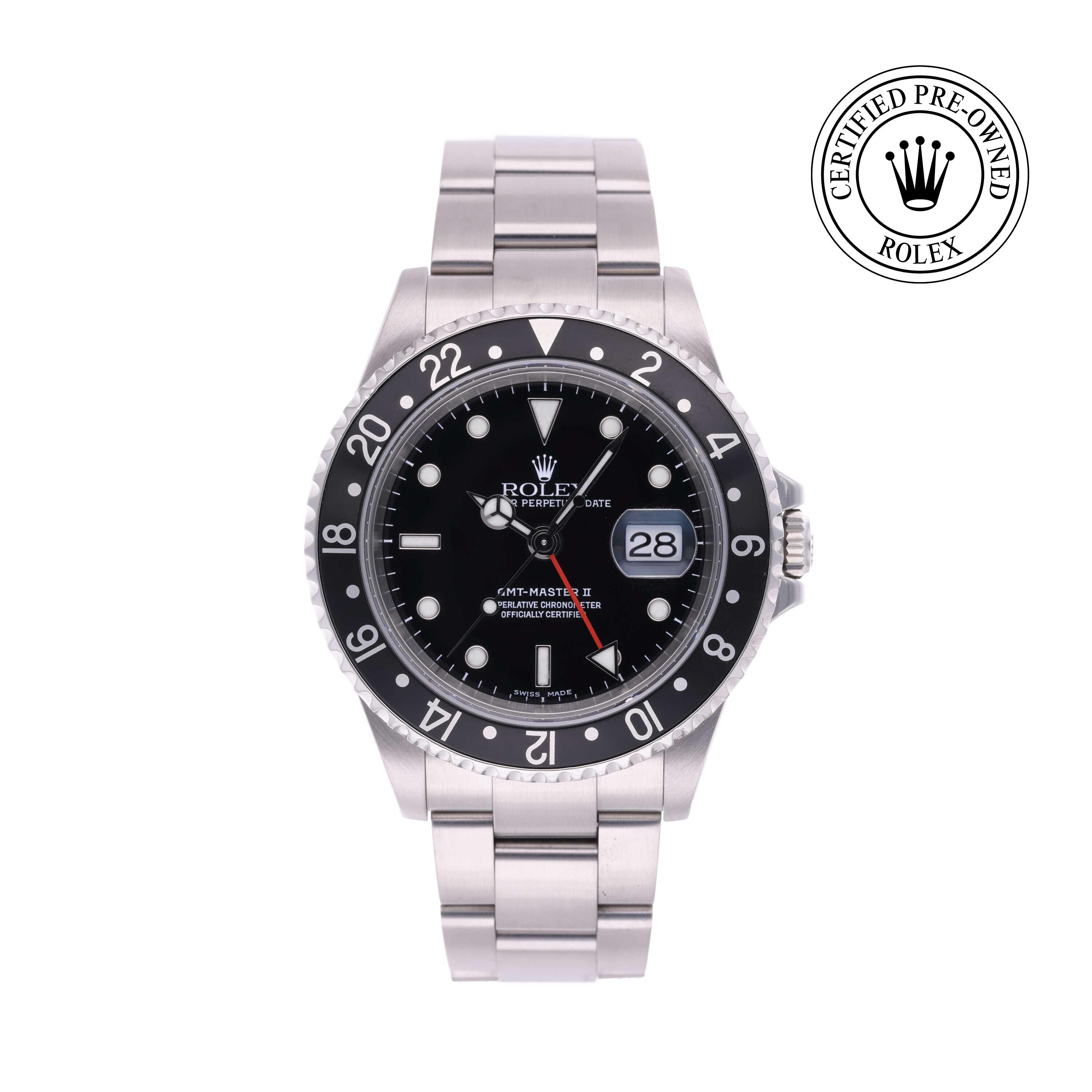 Rolex CPO GMT M16710LN front on white background