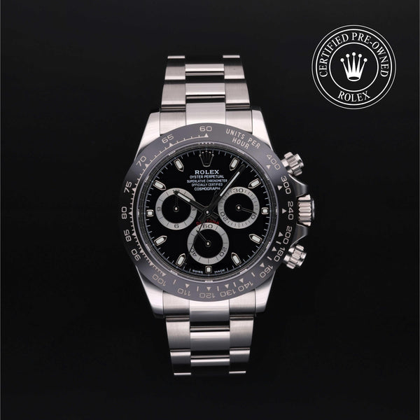 Rolex CPO Daytona M116500LN front on white background