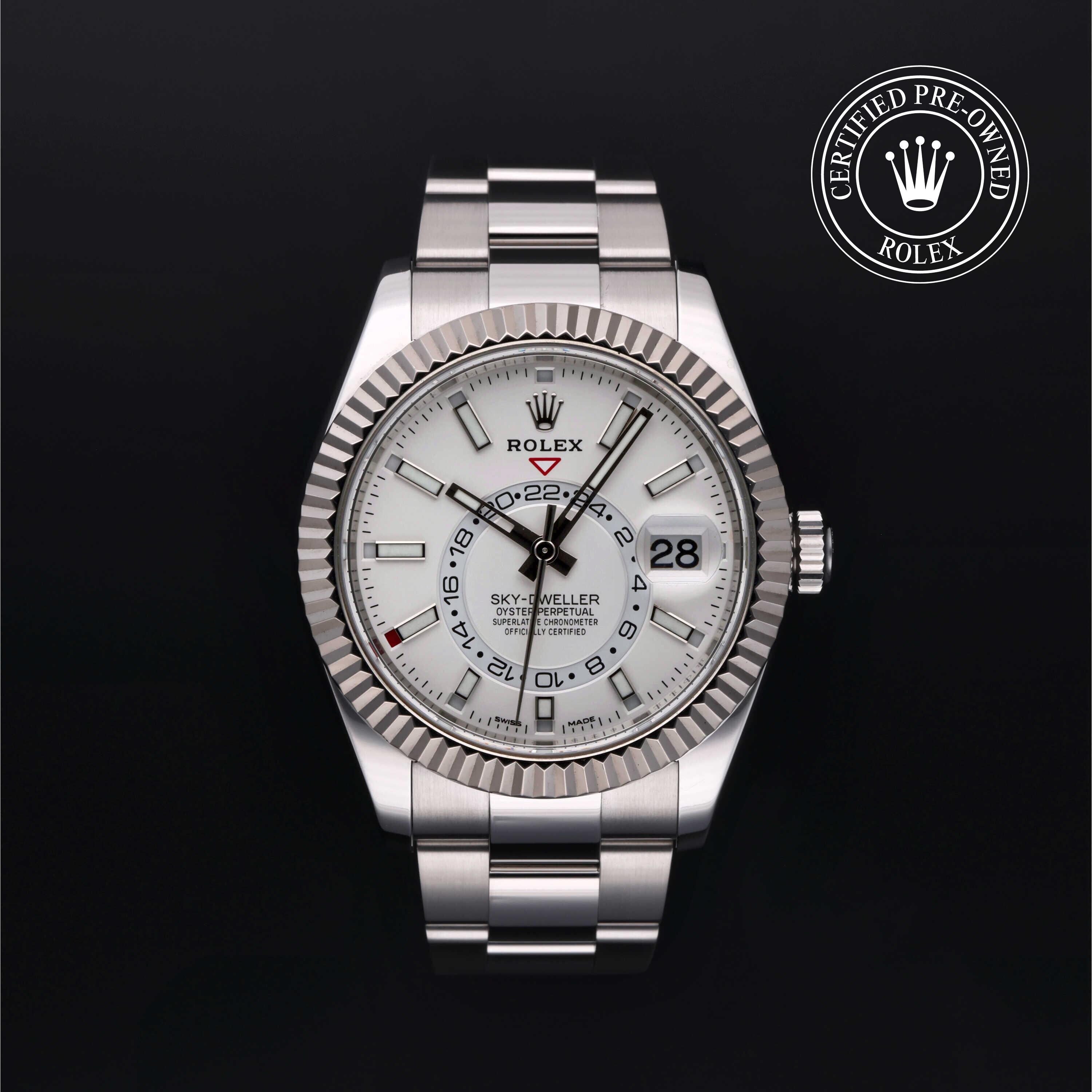 Rolex Certified Pre-owned Sky-Dweller M326934-0001 front on black background