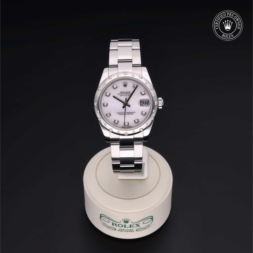Rolex CPO Lady Datejust M178344 front on white background