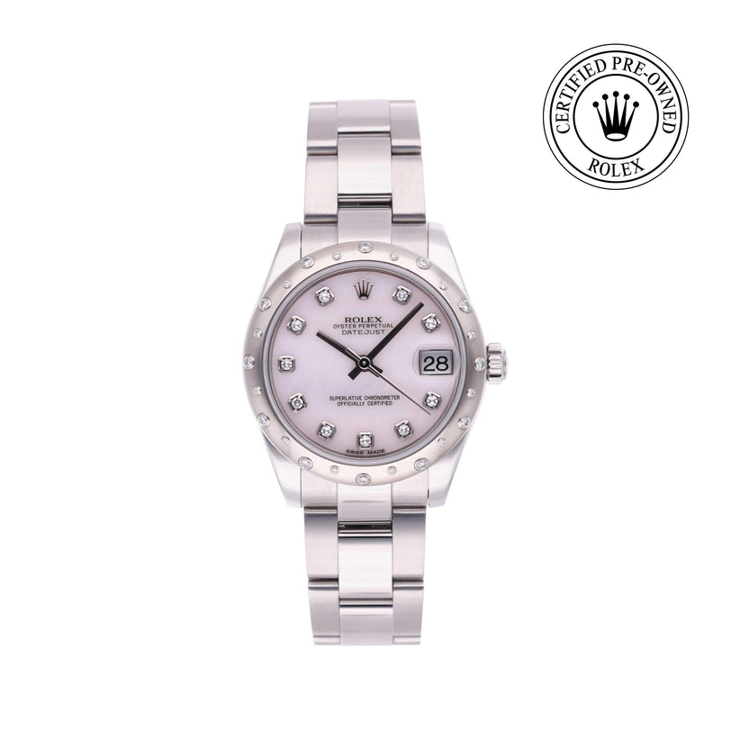 Rolex CPO Lady Datejust M178344 front on white background