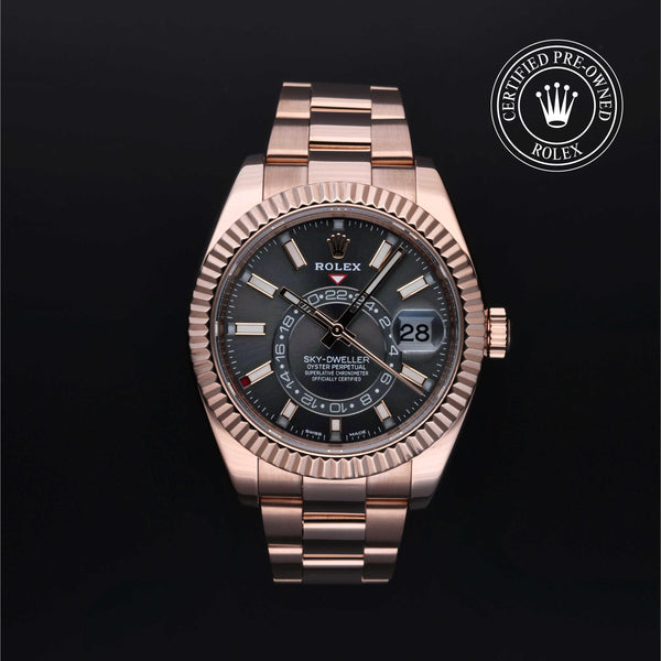 Rolex Certified Pre-owned Sky-Dweller M326935-0007 front on black background