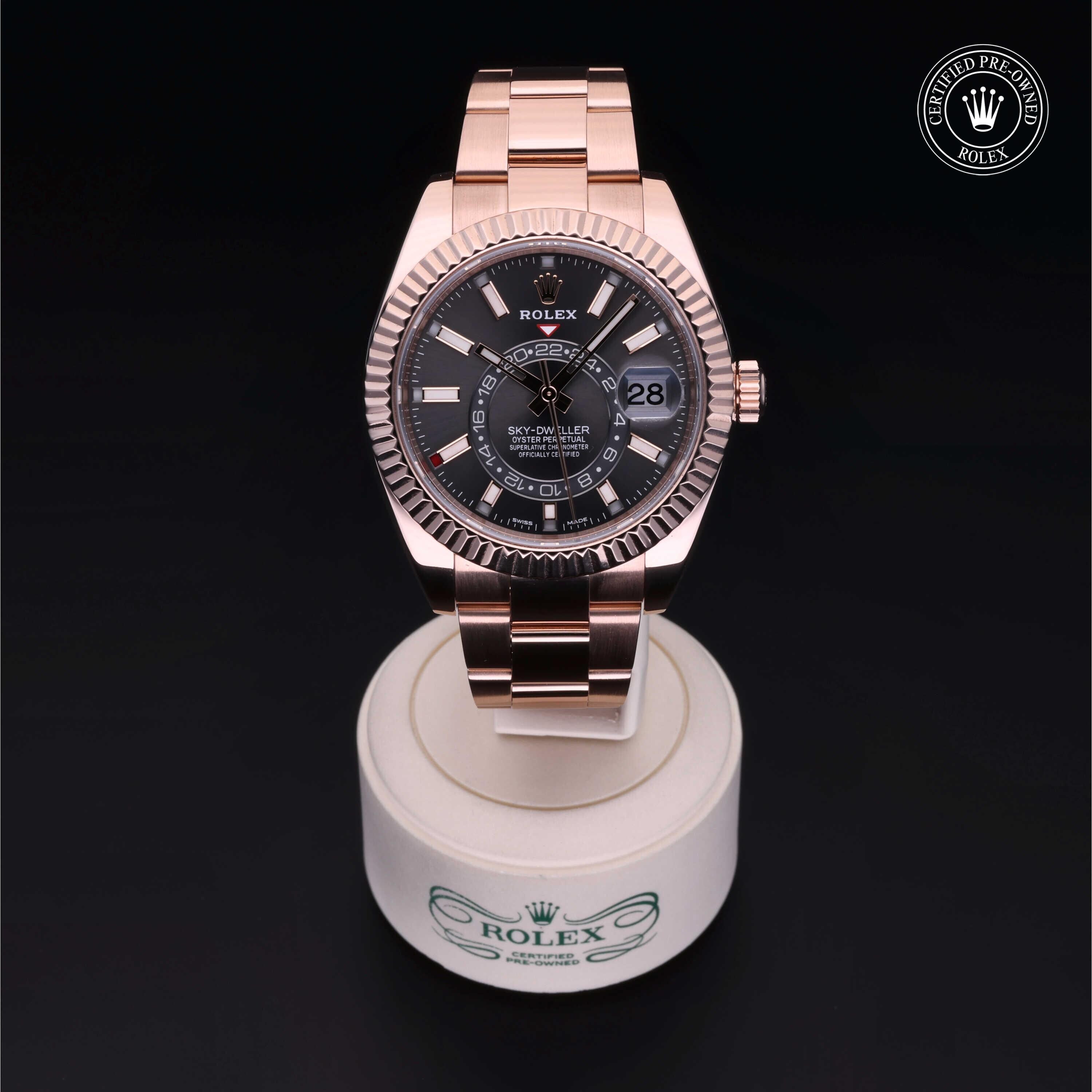 Rolex Certified Pre-owned Sky-Dweller M326935-0007 front on black background