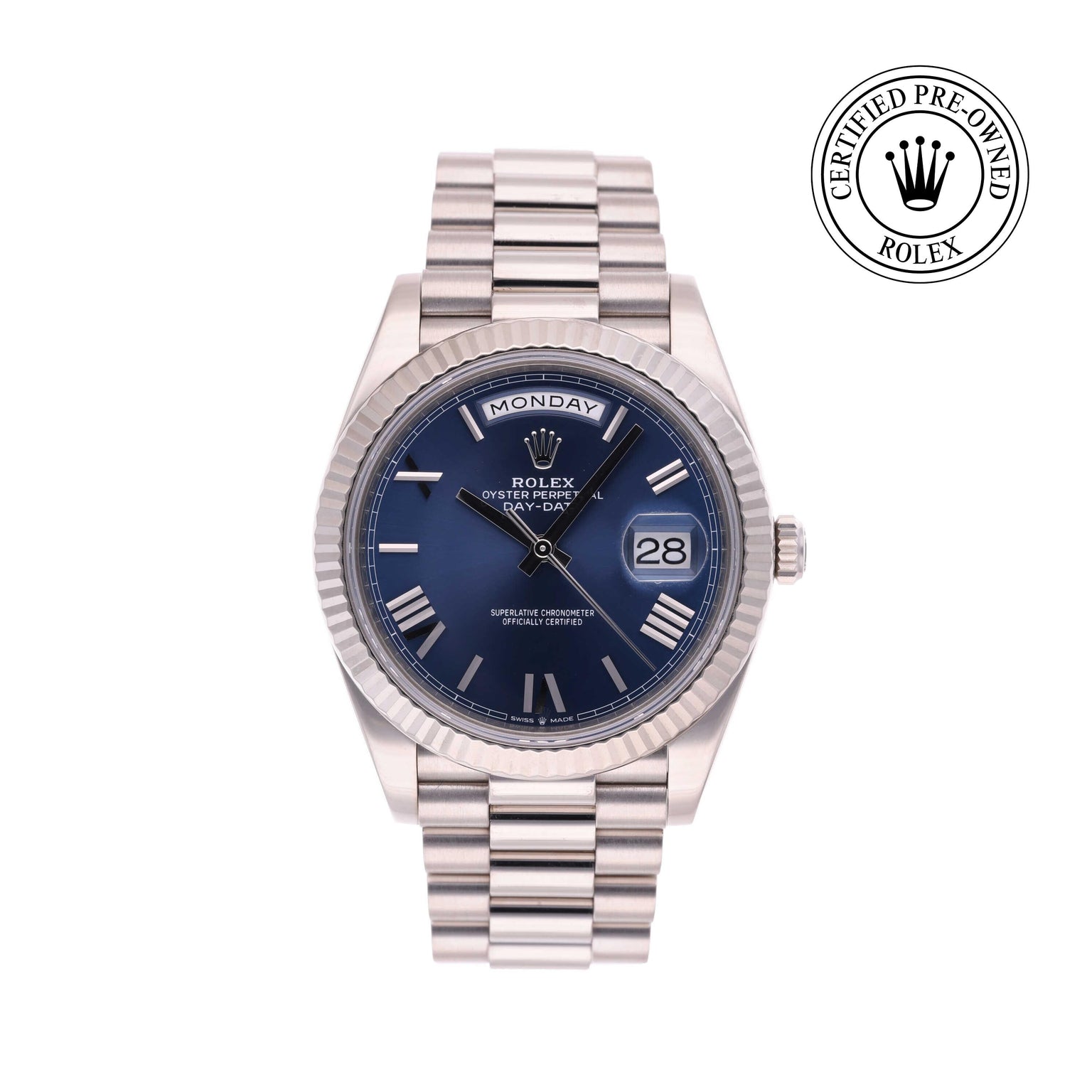 Rolex CPO Day-date M228239 front on white background