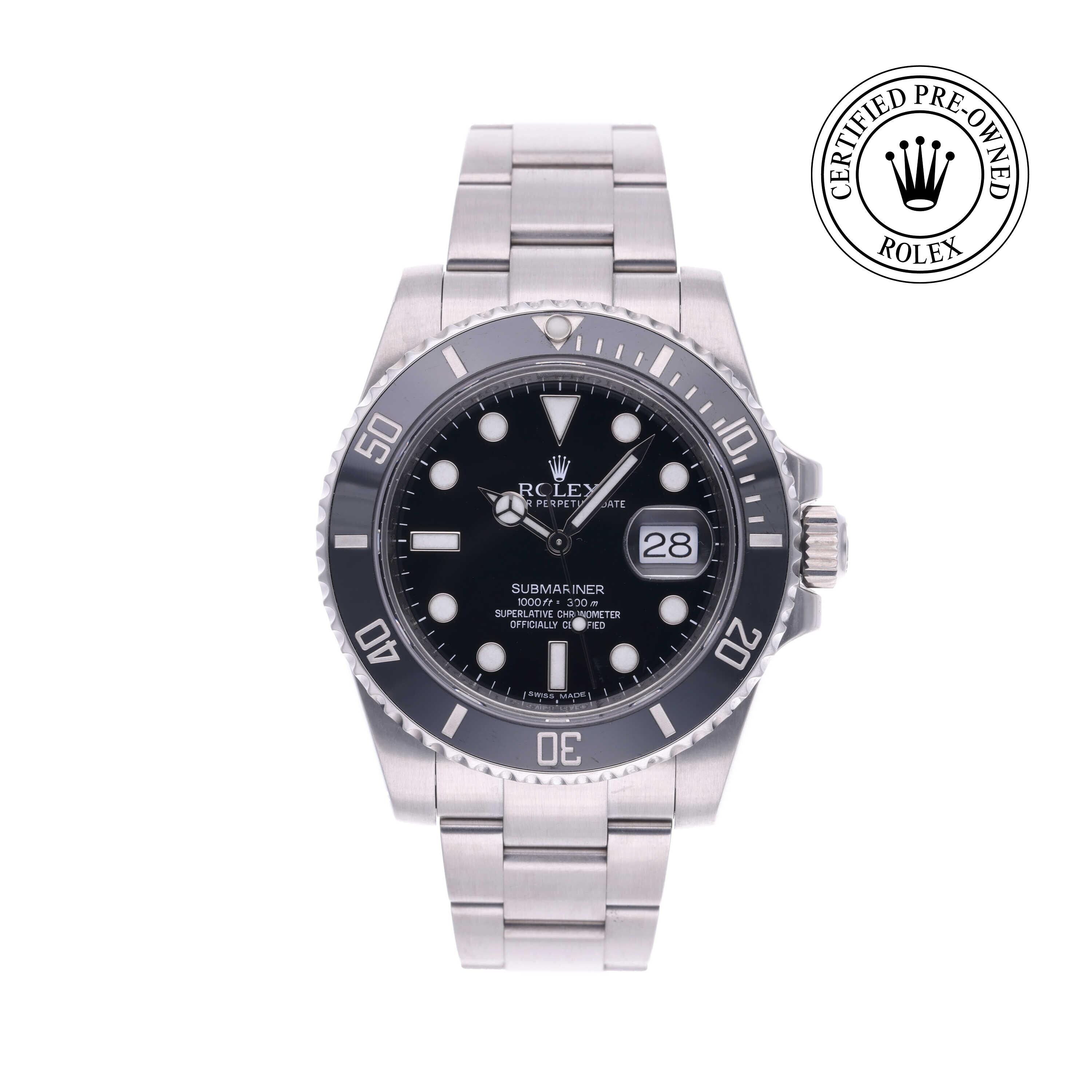 Rolex CPO Submariner M116610LN front on white background