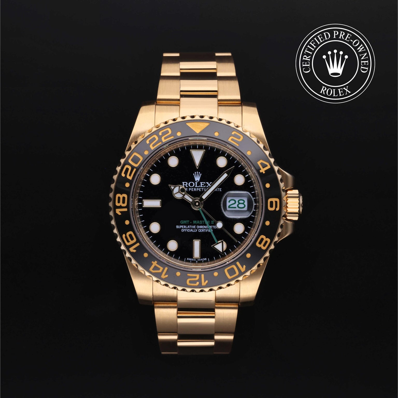 Rolex CPO GMT M116718LN front on white background