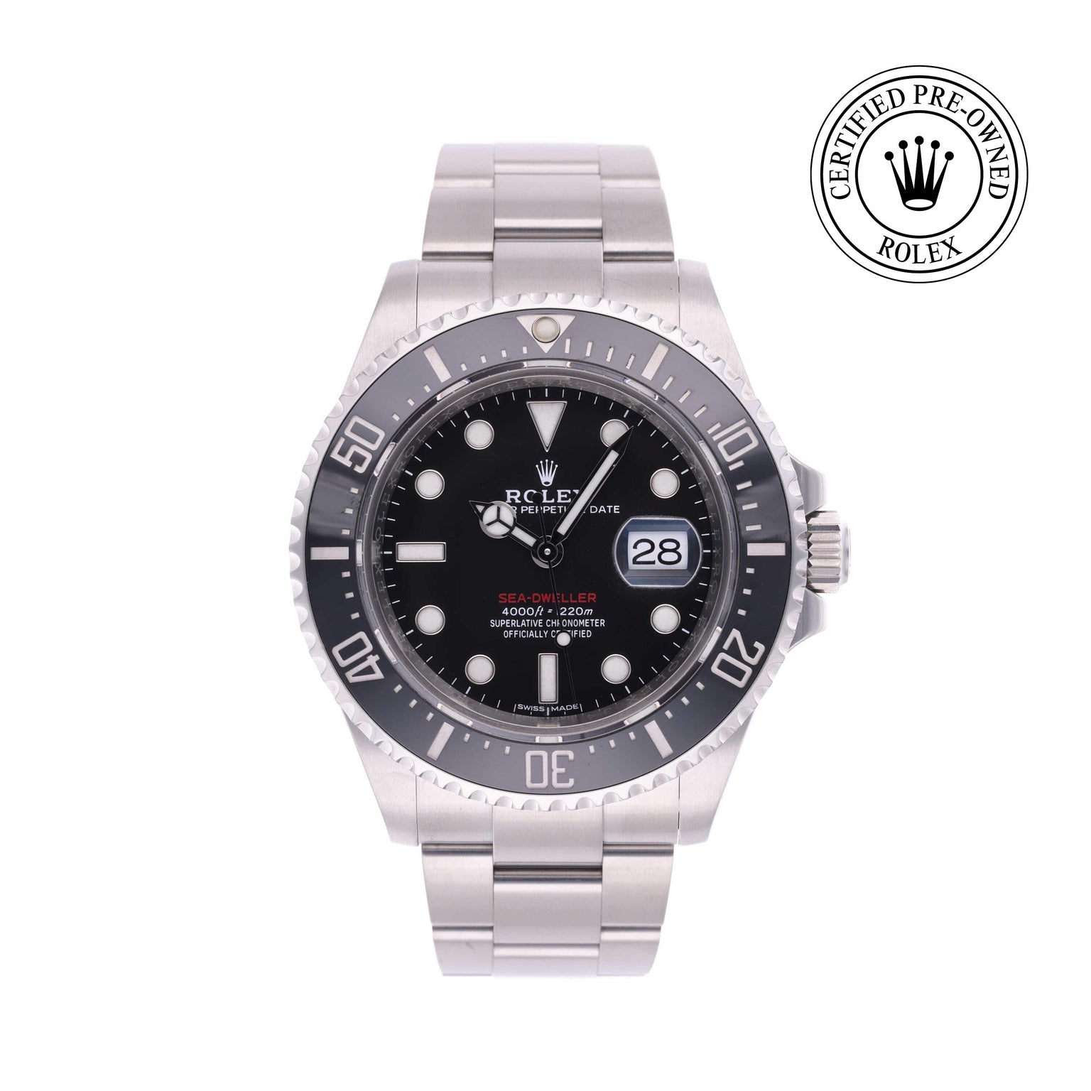 Rolex CPO Sea-Dweller M126600 front on white background