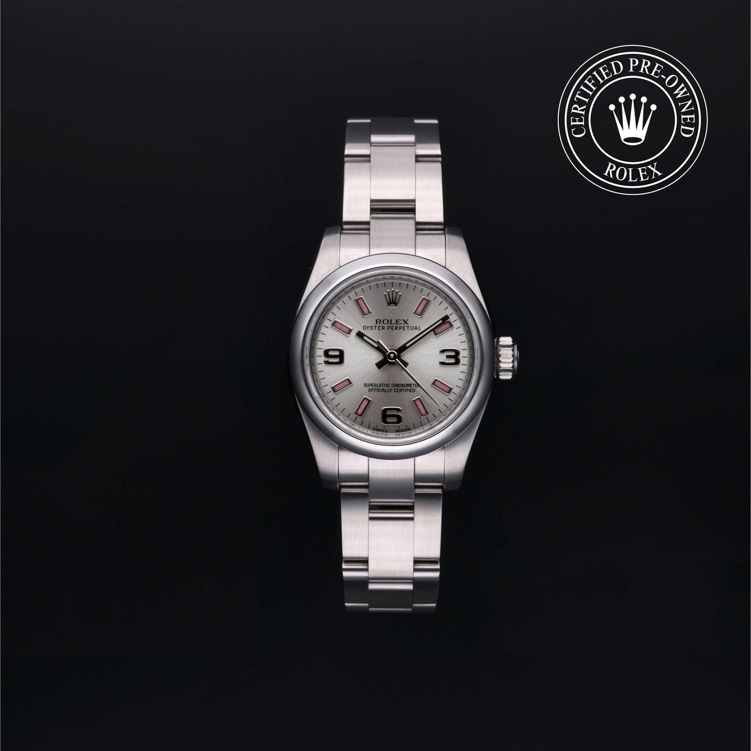 Rolex CPO Oyster Perpetual M176200 front on white background