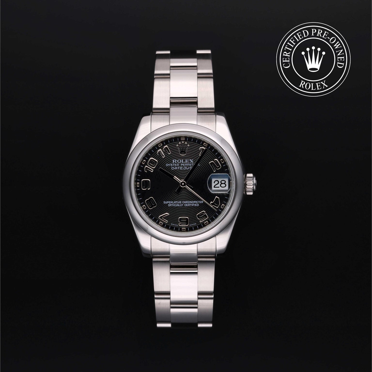 Rolex Certified Pre-owned Lady Datejust M178240-0011 front on black background