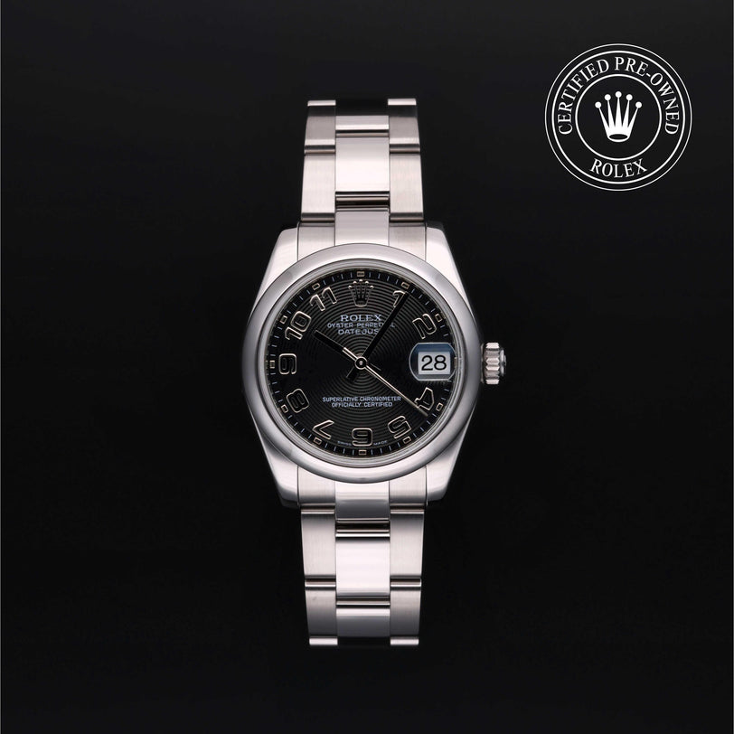 Rolex Certified Pre-owned Lady Datejust M178240-0011 front on black background