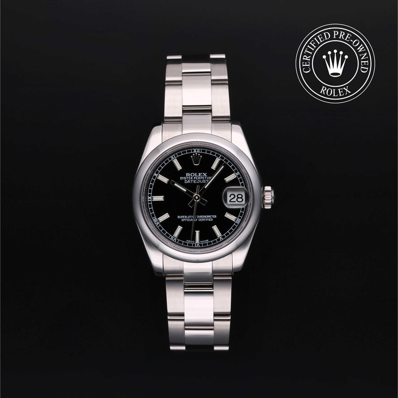 Rolex Certified Pre-owned Lady Datejust M178240-0025 front on black background