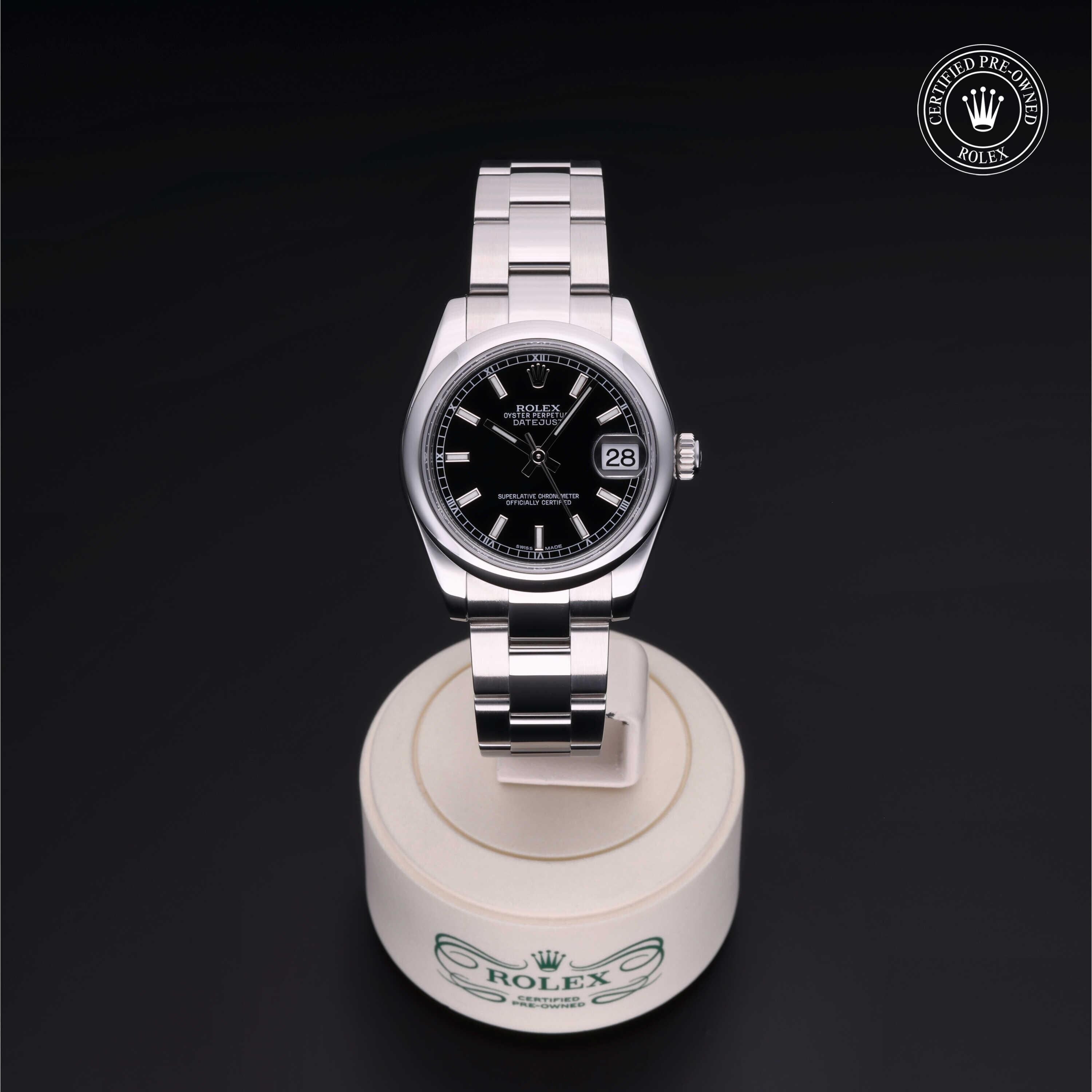 Rolex Certified Pre-owned Lady Datejust M178240-0025 front on black background