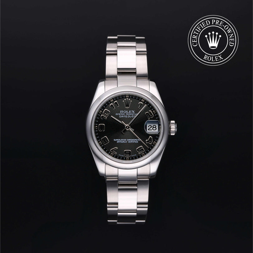 Rolex Certified Pre-owned Lady Datejust M178240-0011 front on black background