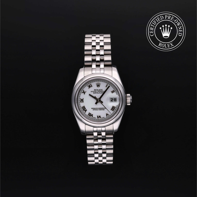 Rolex Certified Pre-owned Lady Datejust M179160-0003 front on black background