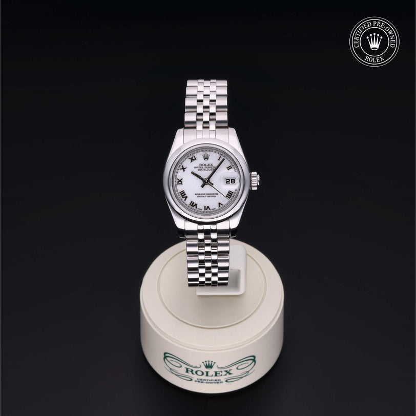 Rolex Certified Pre-owned Lady Datejust M179160-0003 front on black background