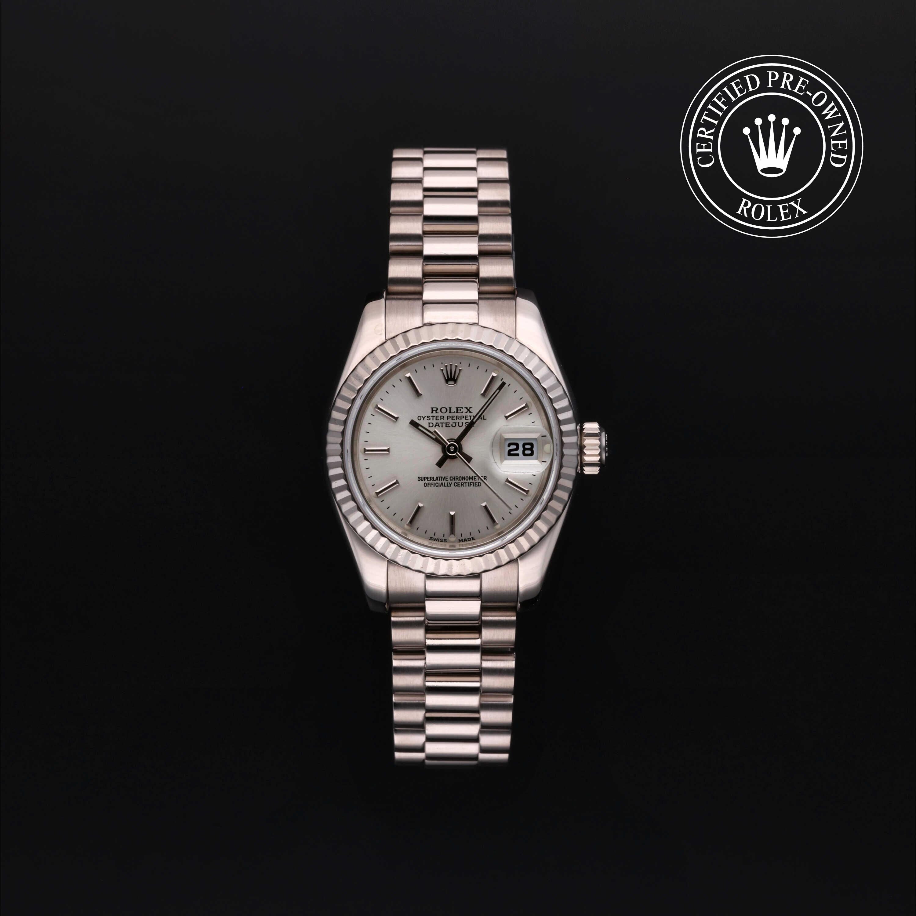 Rolex Certified Pre-owned Lady Datejust M179179-0078 front on black background