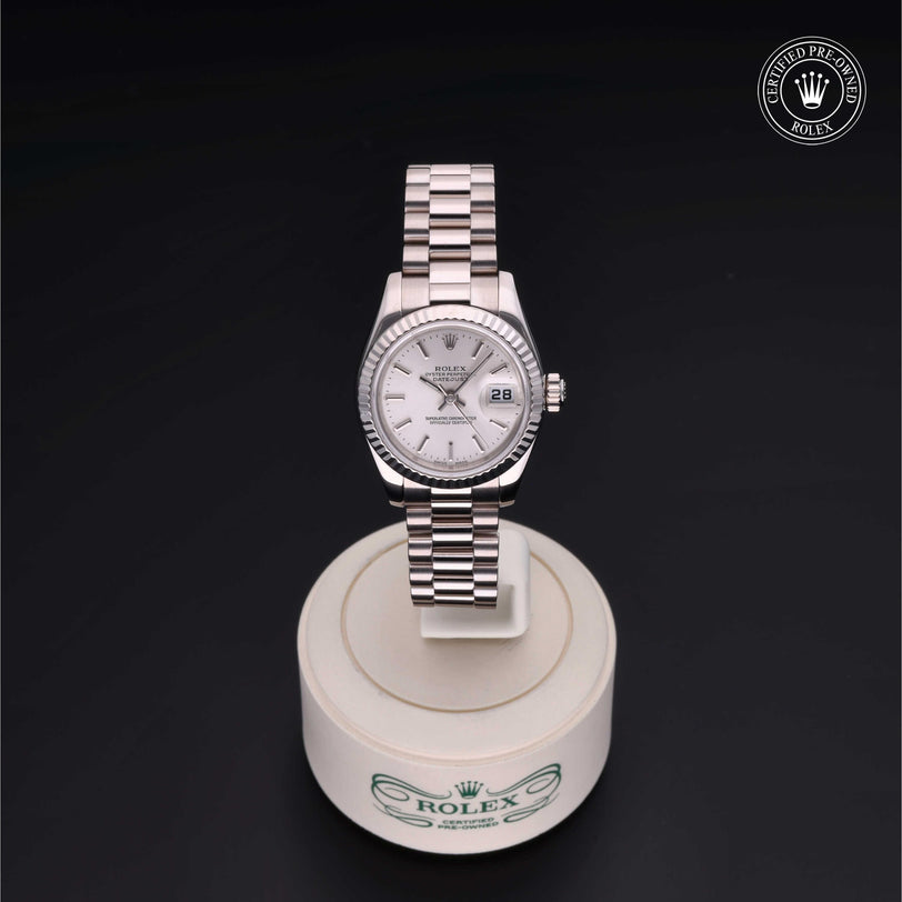 Rolex Certified Pre-owned Lady Datejust M179179-0078 front on black background