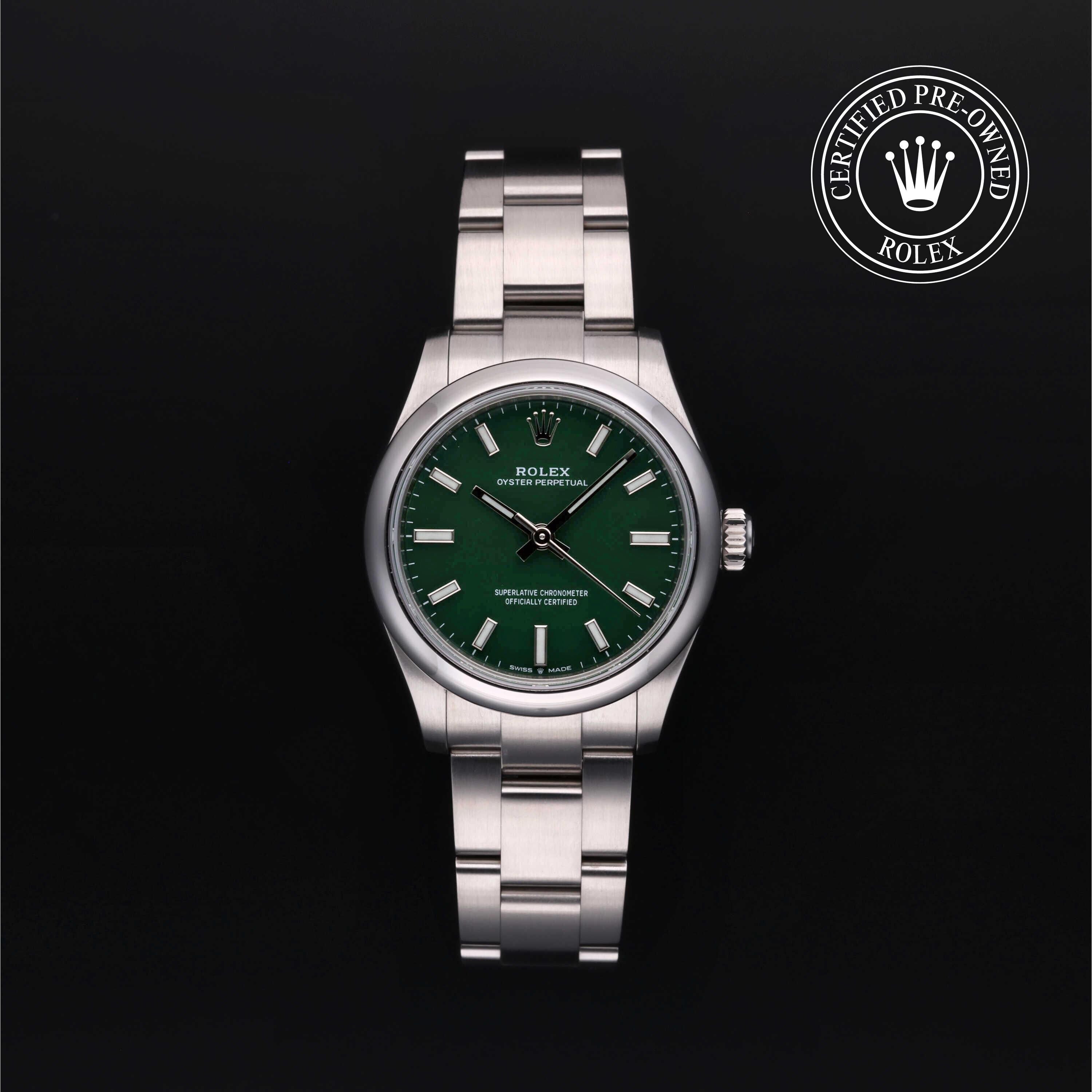Rolex CPO Oyster Perpetual M277200 front on white background