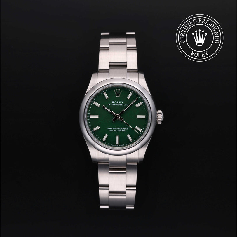 Rolex CPO Oyster Perpetual M277200 front on white background