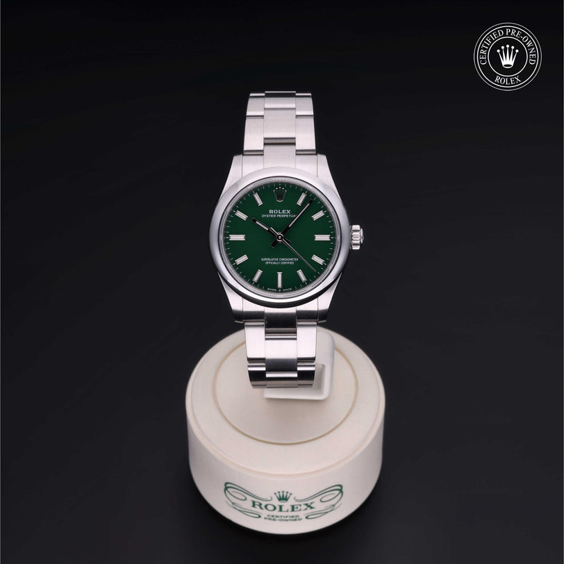Rolex CPO Oyster Perpetual M277200 front on white background