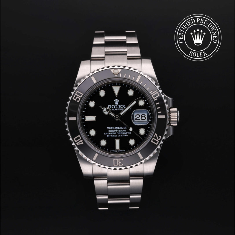 Rolex Certified Pre-owned Submariner M116610LN-0001 front on black background