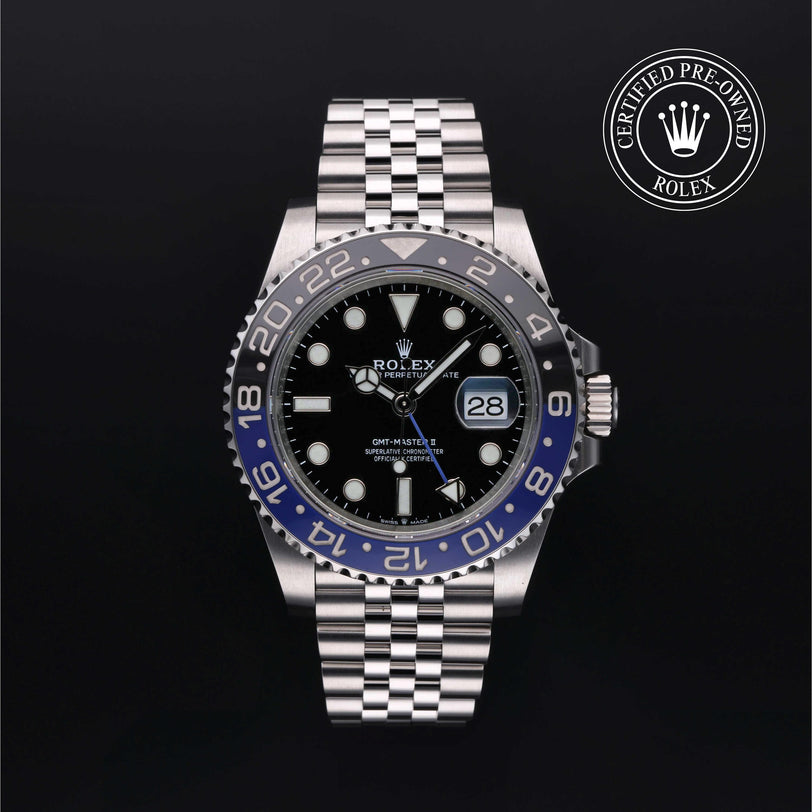 Rolex CPO GMT M126710BLNR front on white background