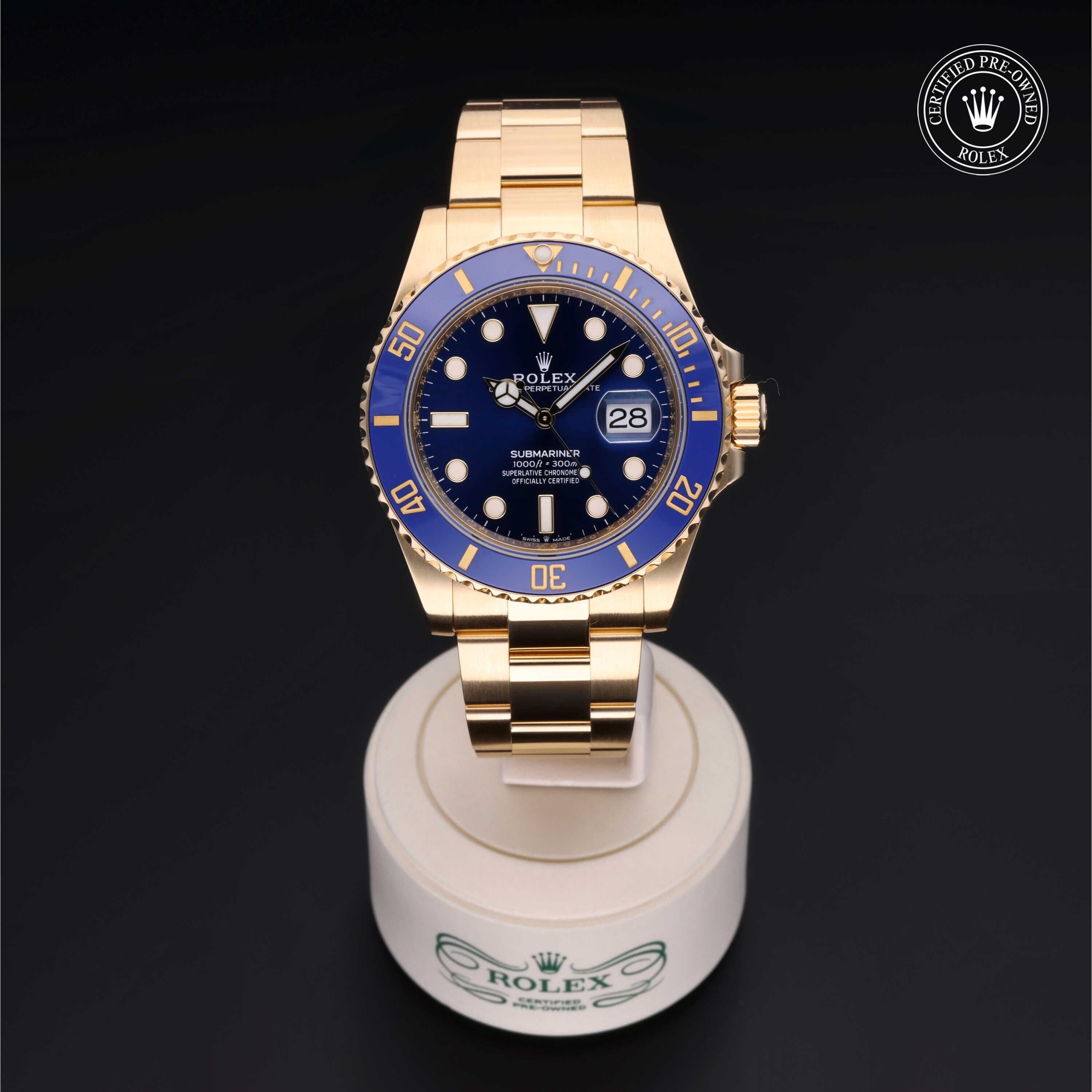 Rolex CPO Submariner M126618LB front on white background