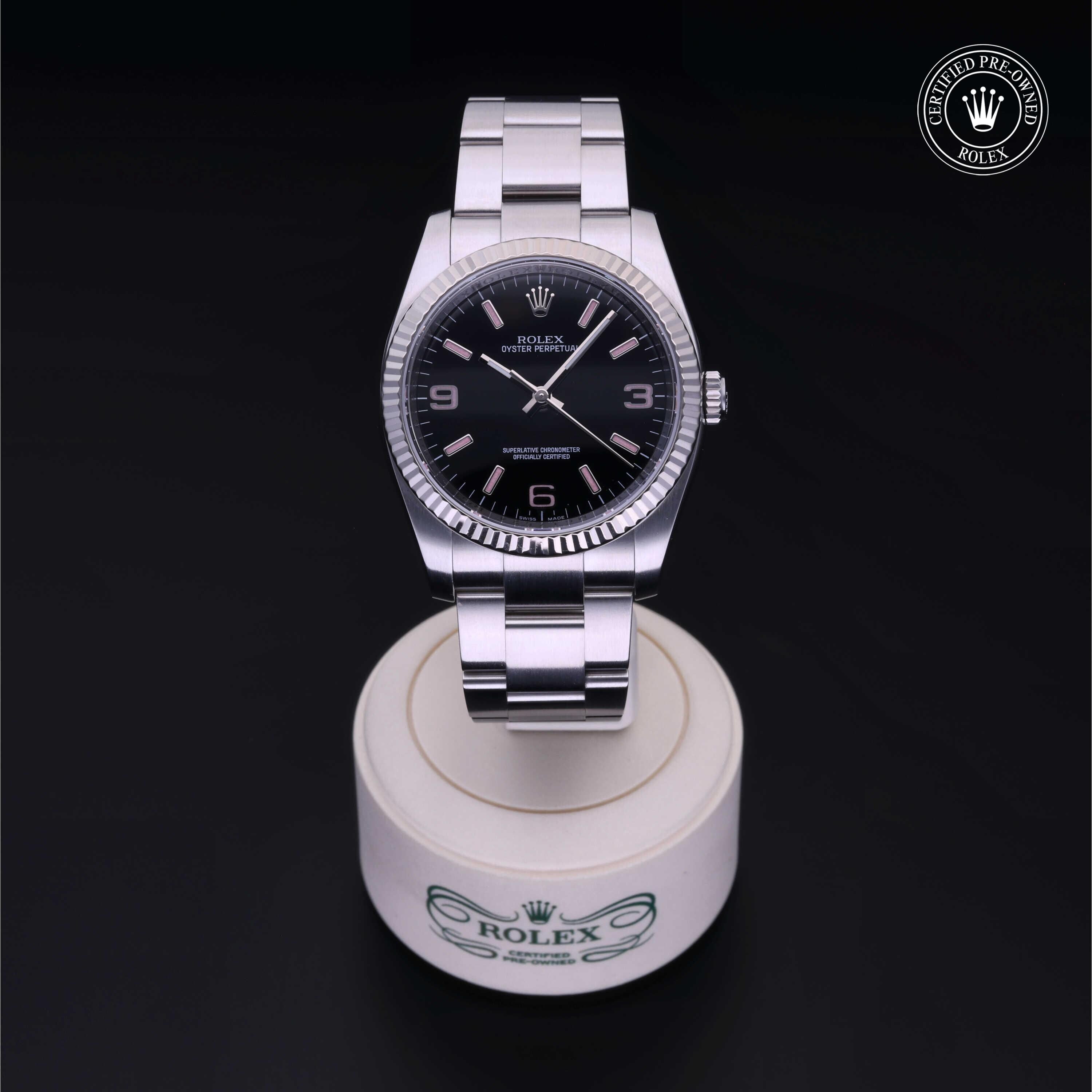 Rolex CPO Oyster Perpetual M116034 front on white background