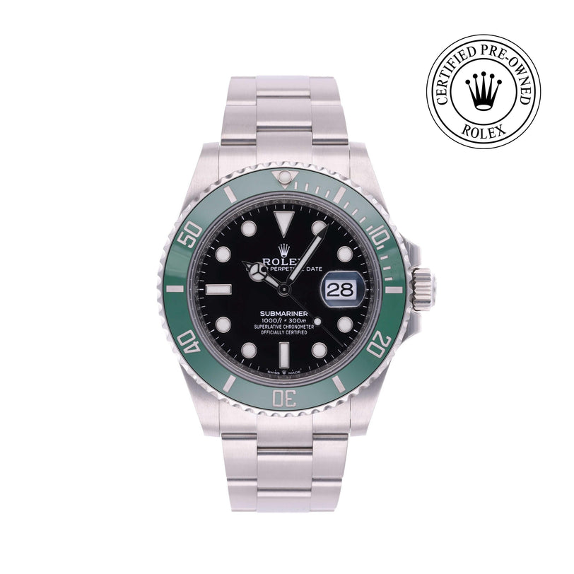 Rolex CPO Submariner M126610LV front on white background