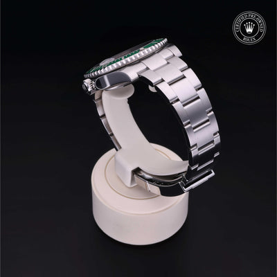 Rolex Certified Pre-owned Submariner M116610LV-0002 front on black background