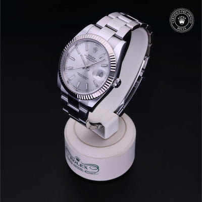 Rolex Certified Pre-owned Datejust M126334-0003 front on black background