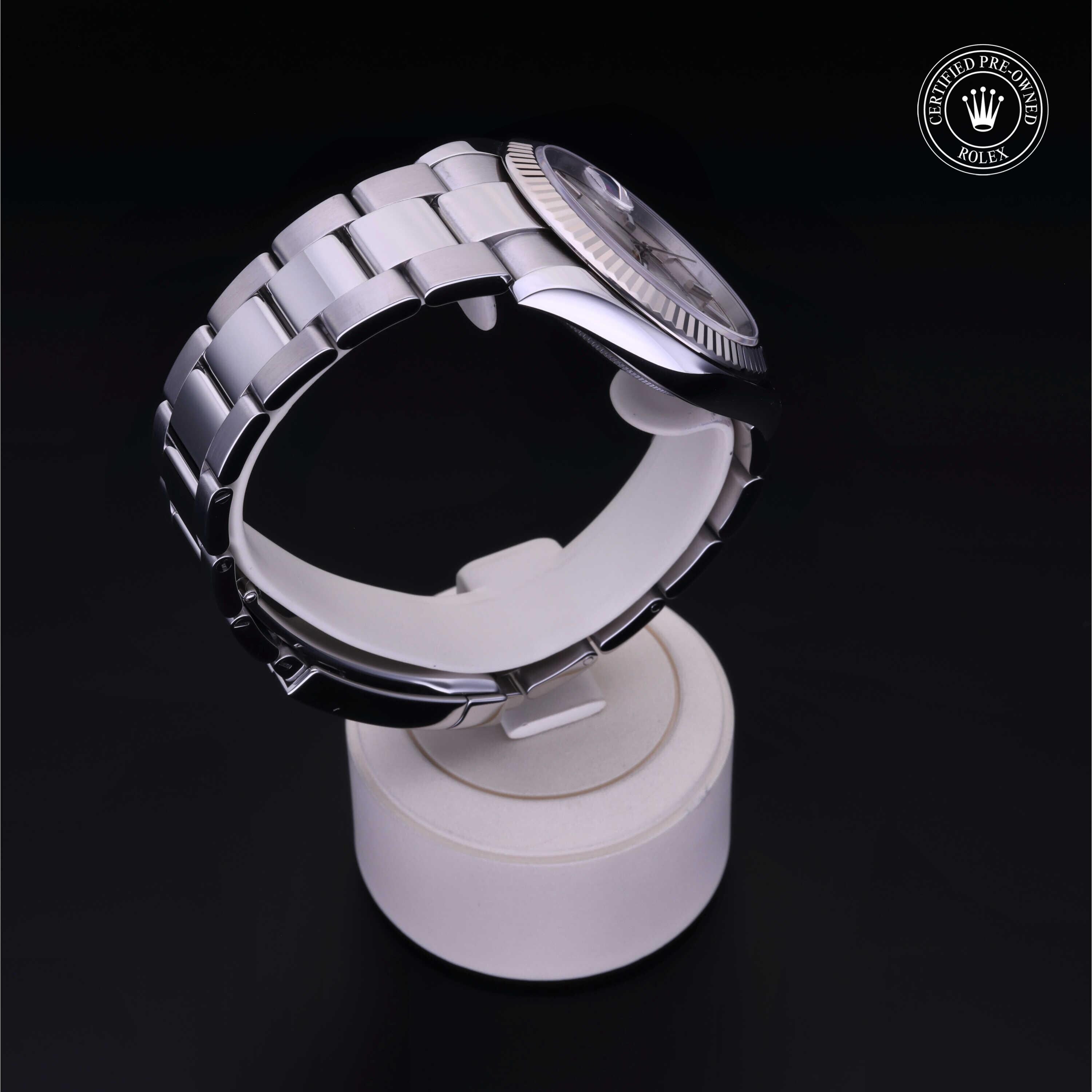 Rolex Certified Pre-owned Datejust M126334-0003 front on black background