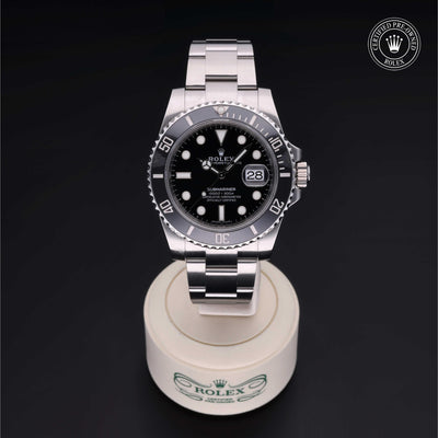Rolex CPO Submariner M116610LN front on white background