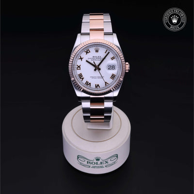 Rolex Certified Pre-owned Datejust M126231-0016 front on black background