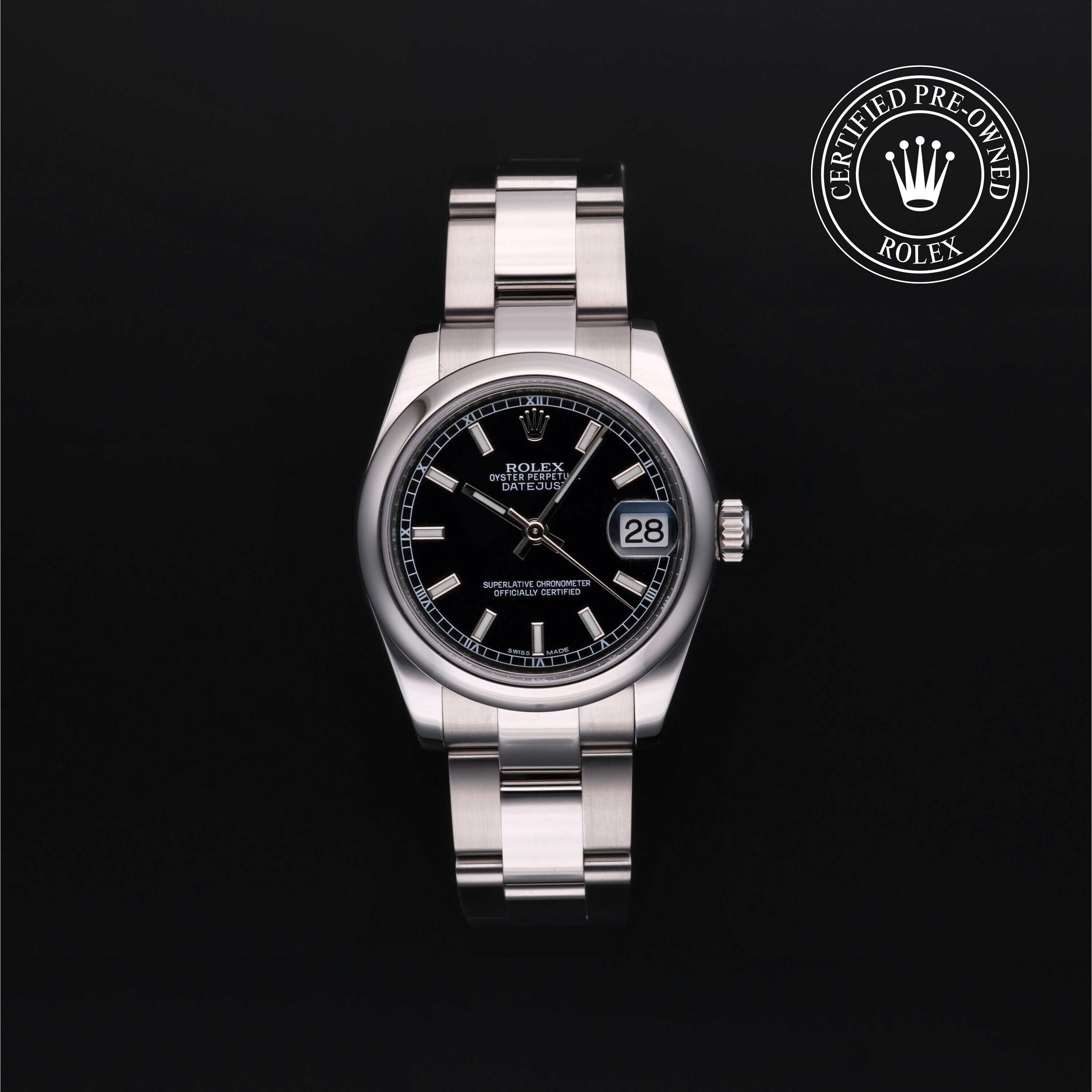 Rolex Certified Pre-owned Lady Datejust M178240-0025 front on black background