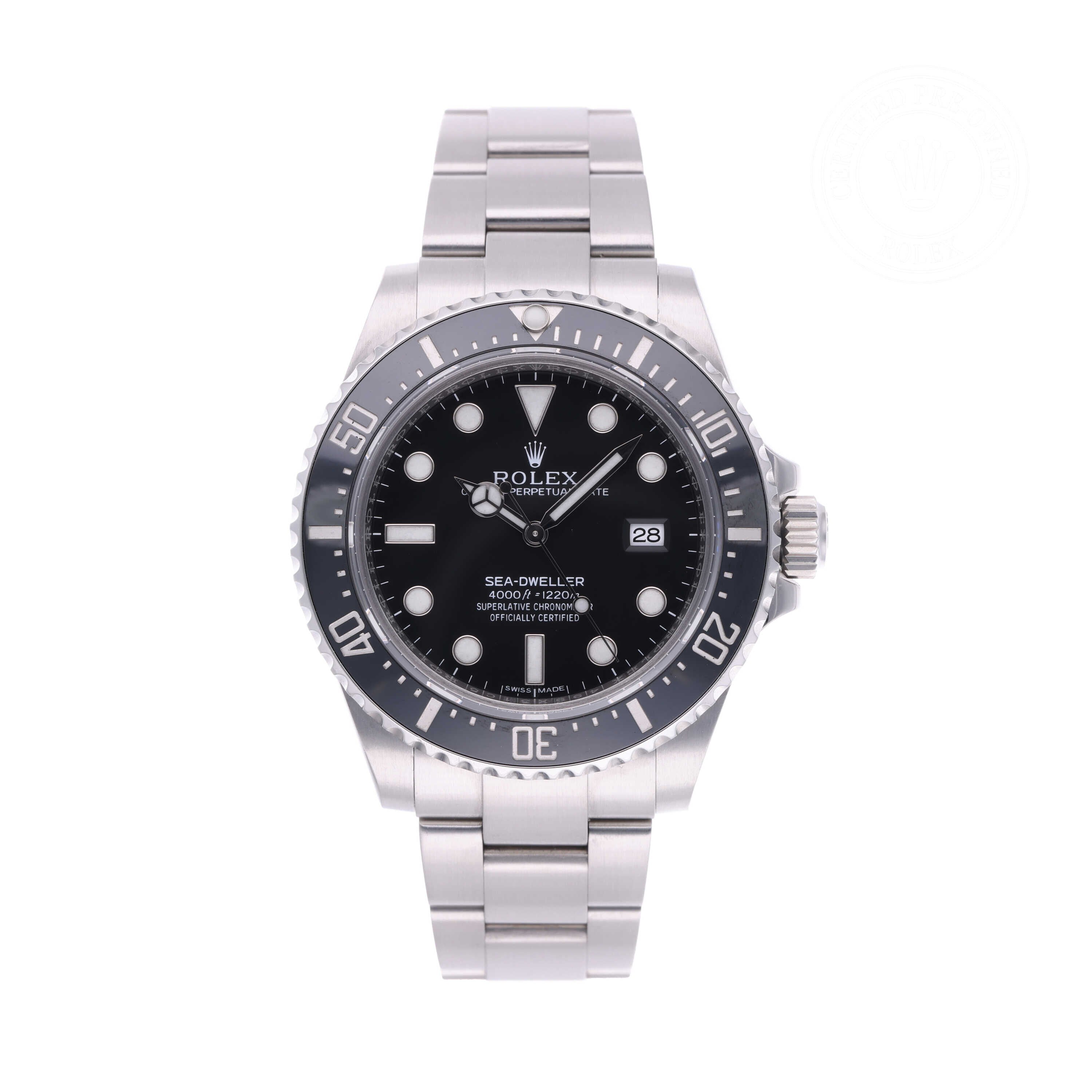 Rolex Certified Pre-owned Sea-Dweller M116600-0003 front on white background