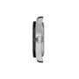 Side view of a silver watch on a white background