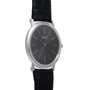 The Piaget Altiplano is a sleek wristwatch featuring a minimalist black dial and a black leather strap.