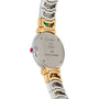 The back of a Cartier Colisee Tutti Frutti Diamond wristwatch features metal links, gold accents, and engraved text on the case.