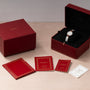 Cartier Colisee Tutti Frutti Diamond watch displayed in an open red box, with matching papers and booklets neatly arranged beside it.